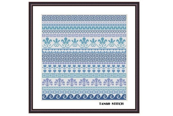 Blue Greek Ornaments Cross Stitch Sample Review